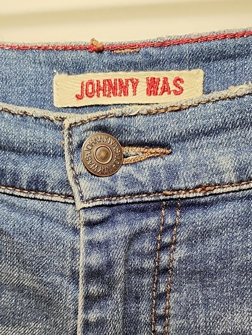 Johnny Was Jwla indigo embroidered denim jean skirt boho chic design Size 30 - Picture 12 of 16